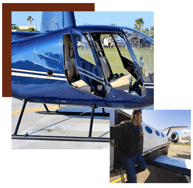 A man standing next to an airplane with the door open.